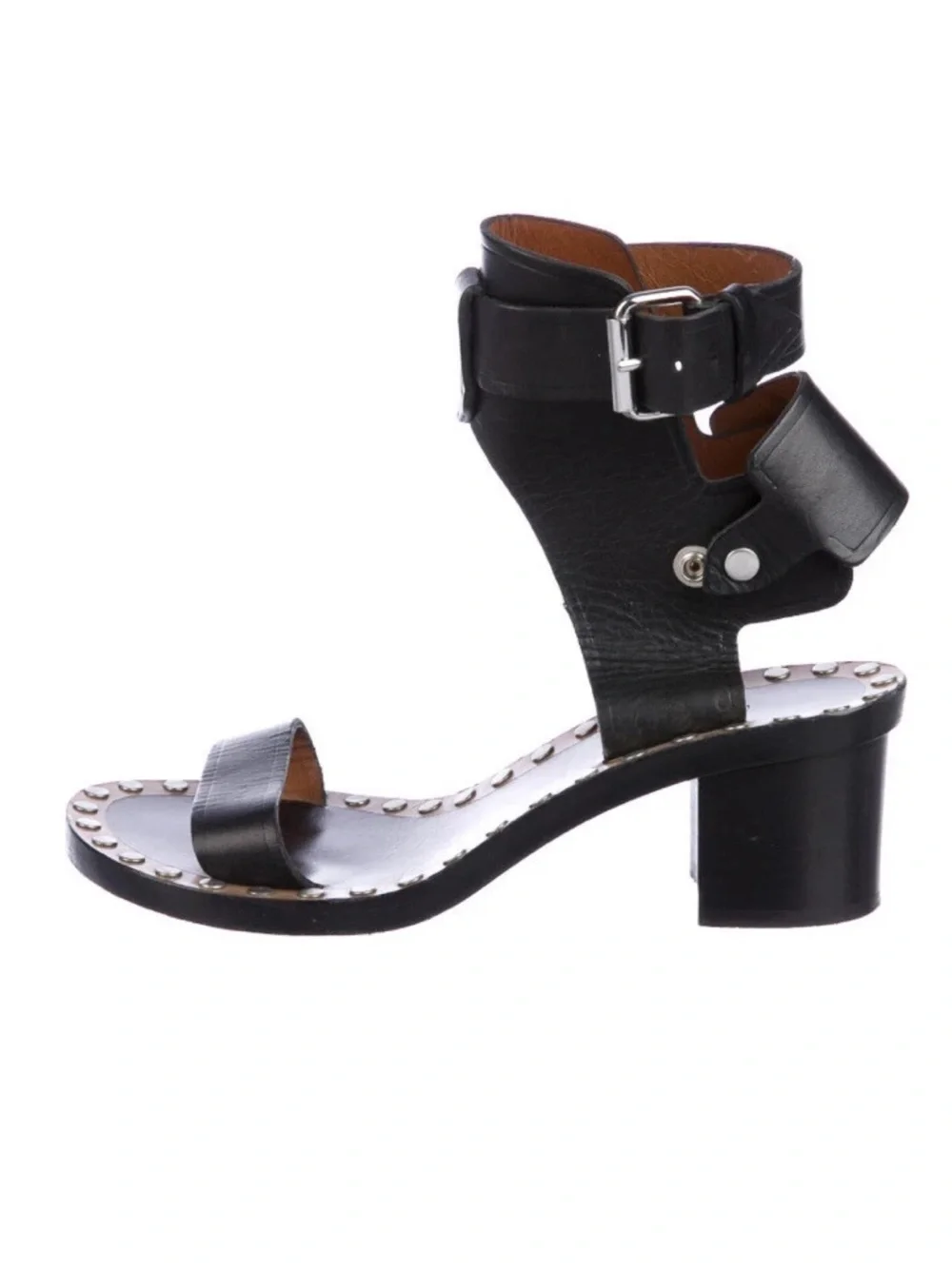 Isabel Marant Jehon Buckle Sandals Black Leather Italy Designer Sz 37 US 7